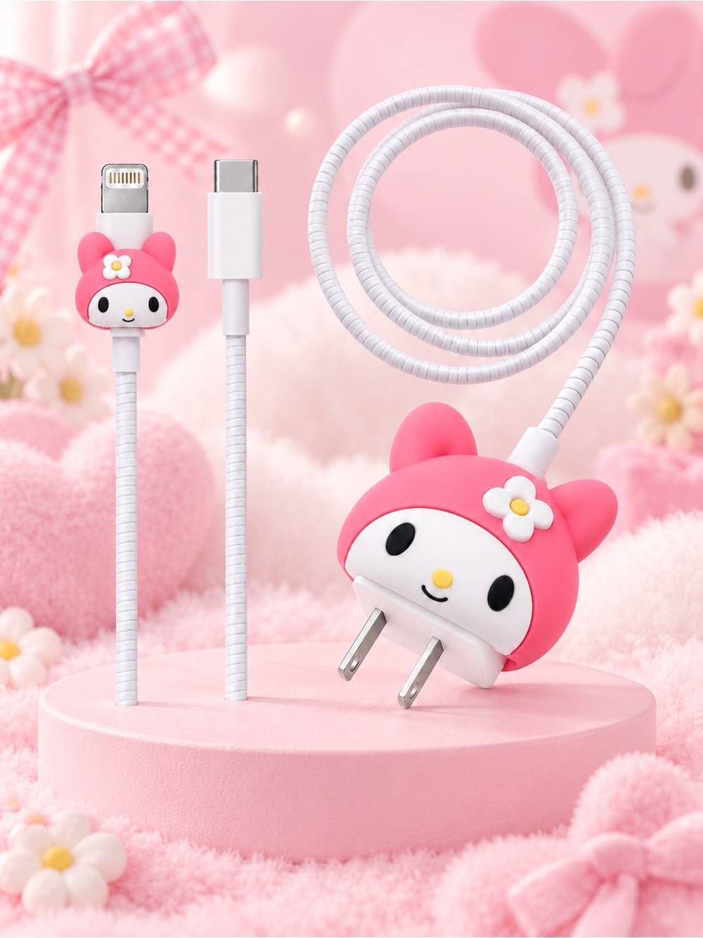 My Melody Silicone Charger Cover & Cable Protector 2pc Set NWT